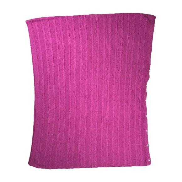 Ranrui Accessories - Cashmere Wool Blend Pink Scarf Pearl Accent Buttons Size 72" X 54" Cozy Soft